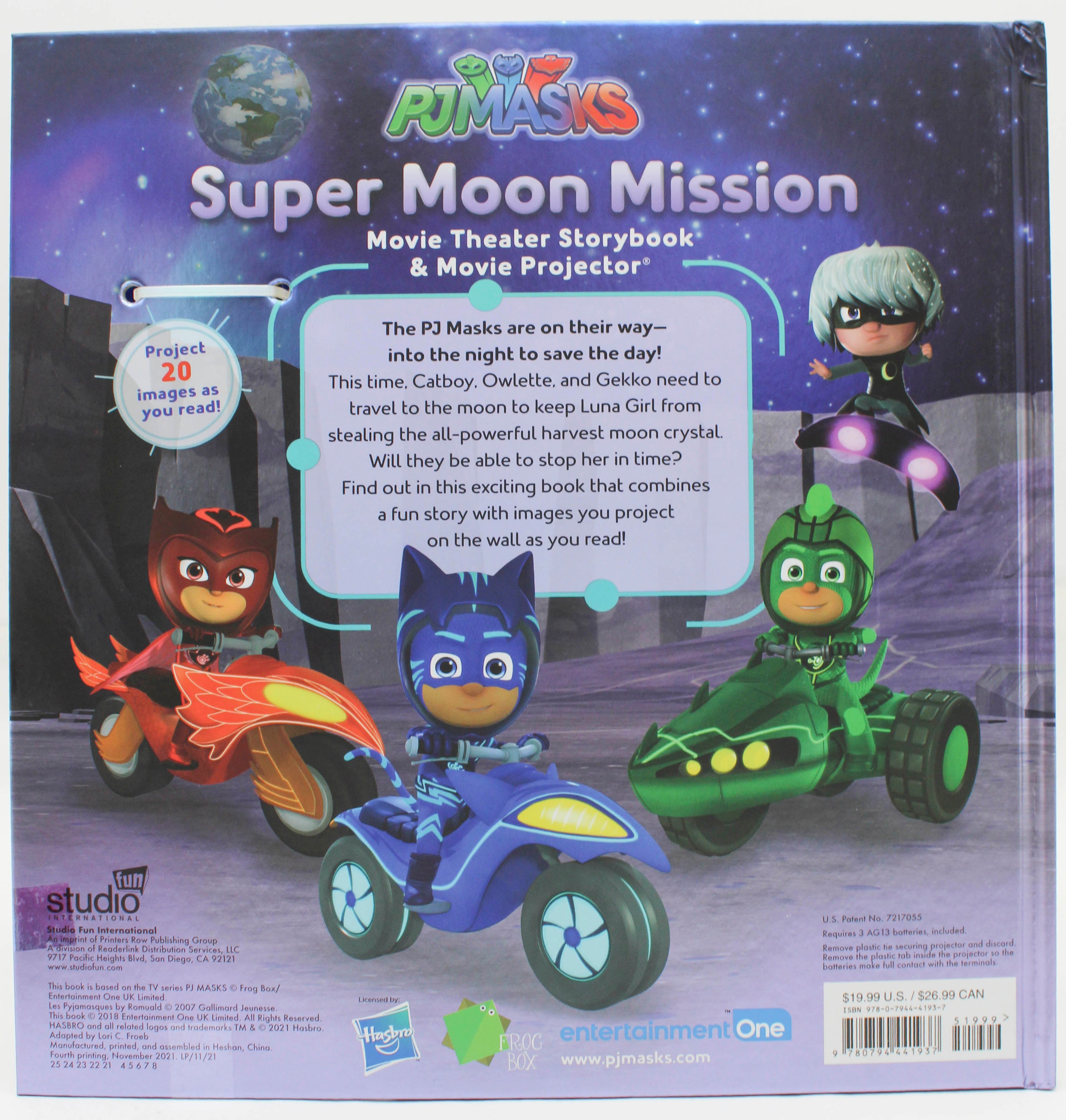 PJ Masks Hardcover Storybook & Projector Pajama Party 32pg