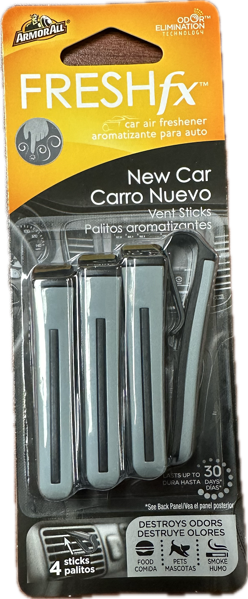 ARMOR ALL AIR FRESHENER VENT STICK 4CT  NEW CAR NI