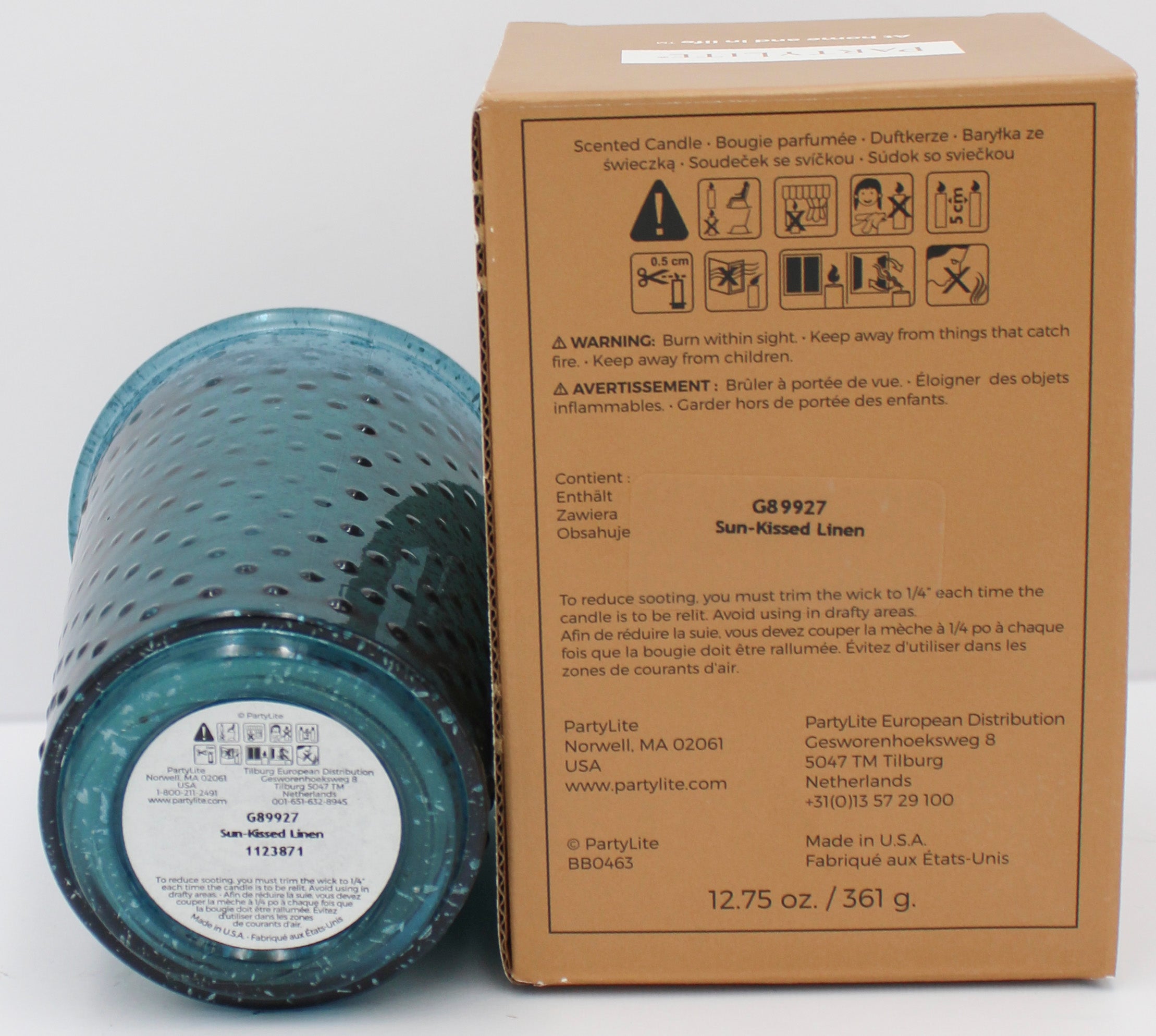 PARTYLITE GLO SUN-KISSED LINEN SPECIALTY JAR CANDLE 12.75oz