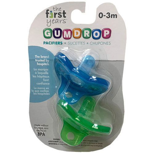 GUMDROP PACFIER 2CT(0-3MO)BOY ASST