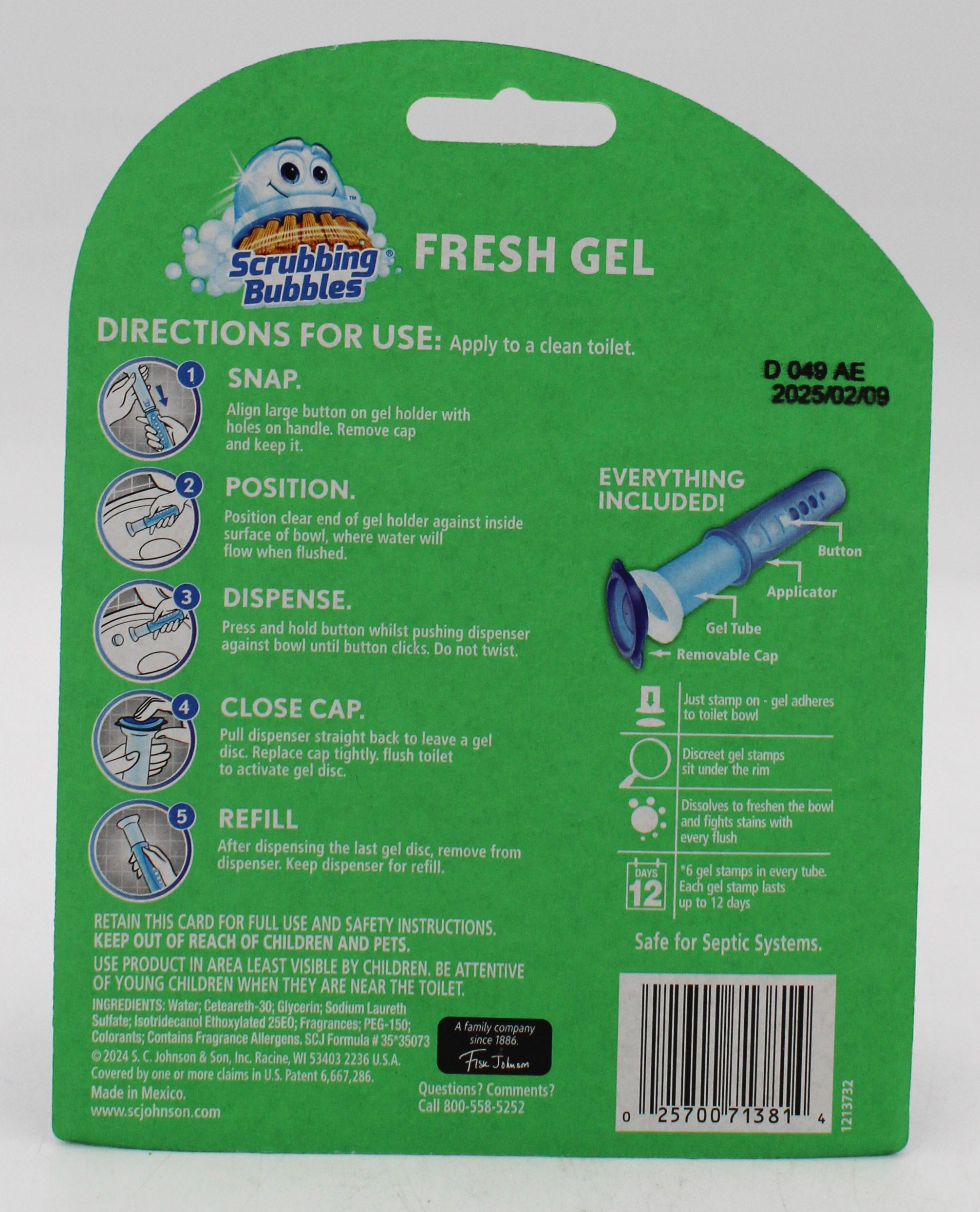 SP SCRUBBING BUBBLES STARTER PACK TOILET CLEANING DISPENSER W/6 FRESH GEL STAMPS