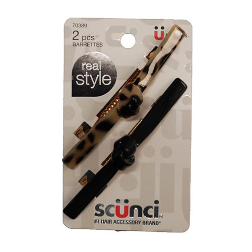 SP SCUNCI HAIR ACCESSORY 2 CT BRAND BARRETTES NI