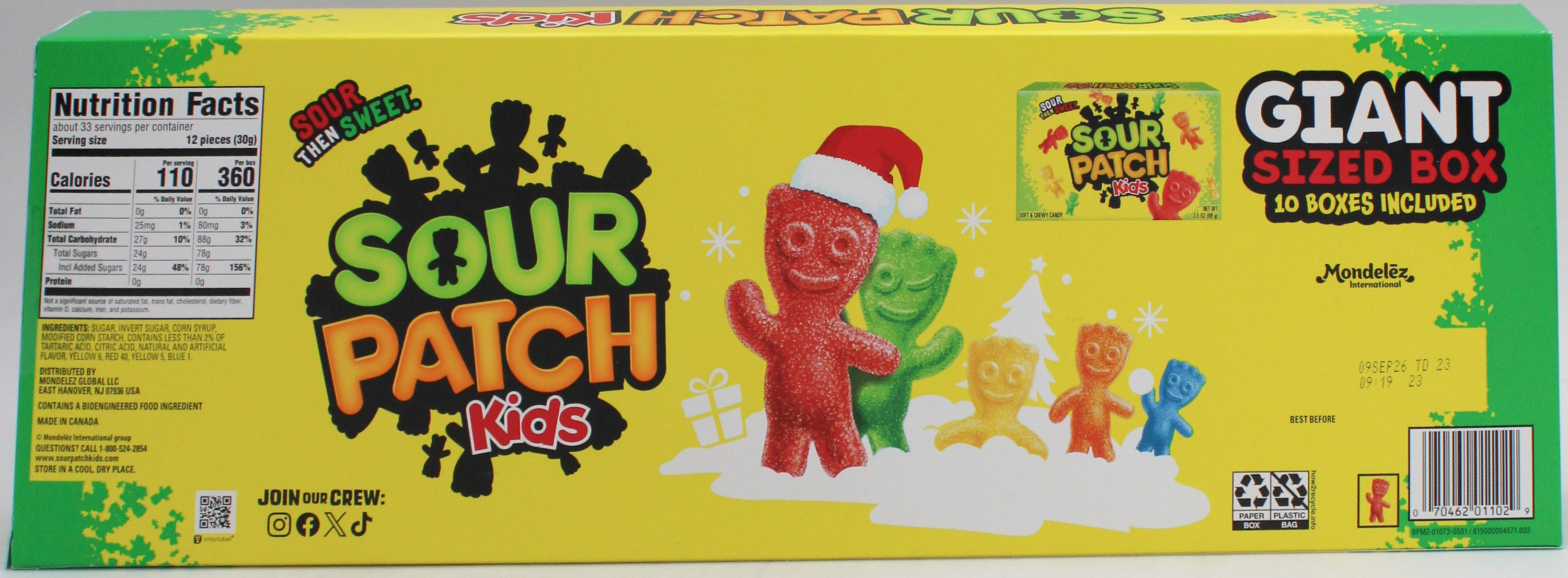 SOUR PATCH KIDS GIANT BOX CANDY 35 Oz BB 9/9/26