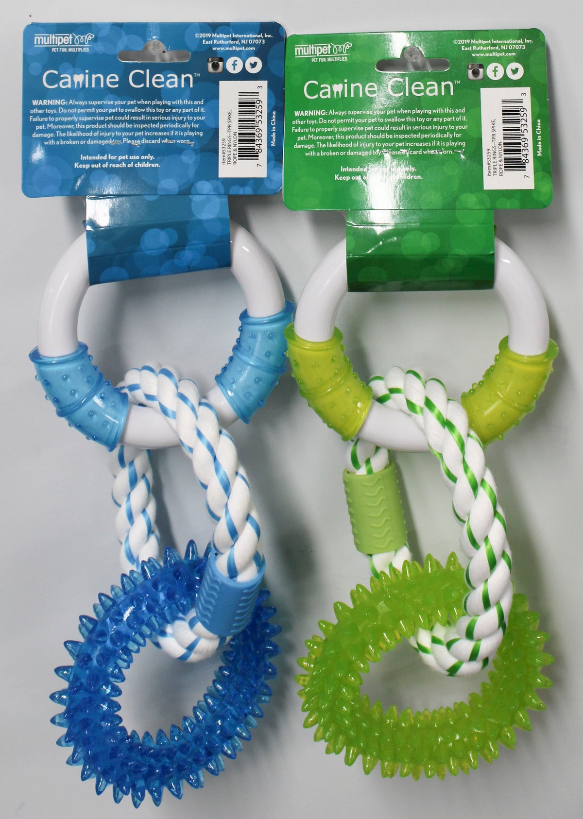 MULTIPET CANINE CLEAN 3 RING DENTAL DOG CHEW TOY