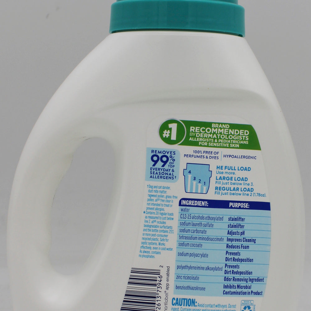 ALL LIQUID DETERGENT ULTRA FREE CLEAR ODOR RELIEF 36oz