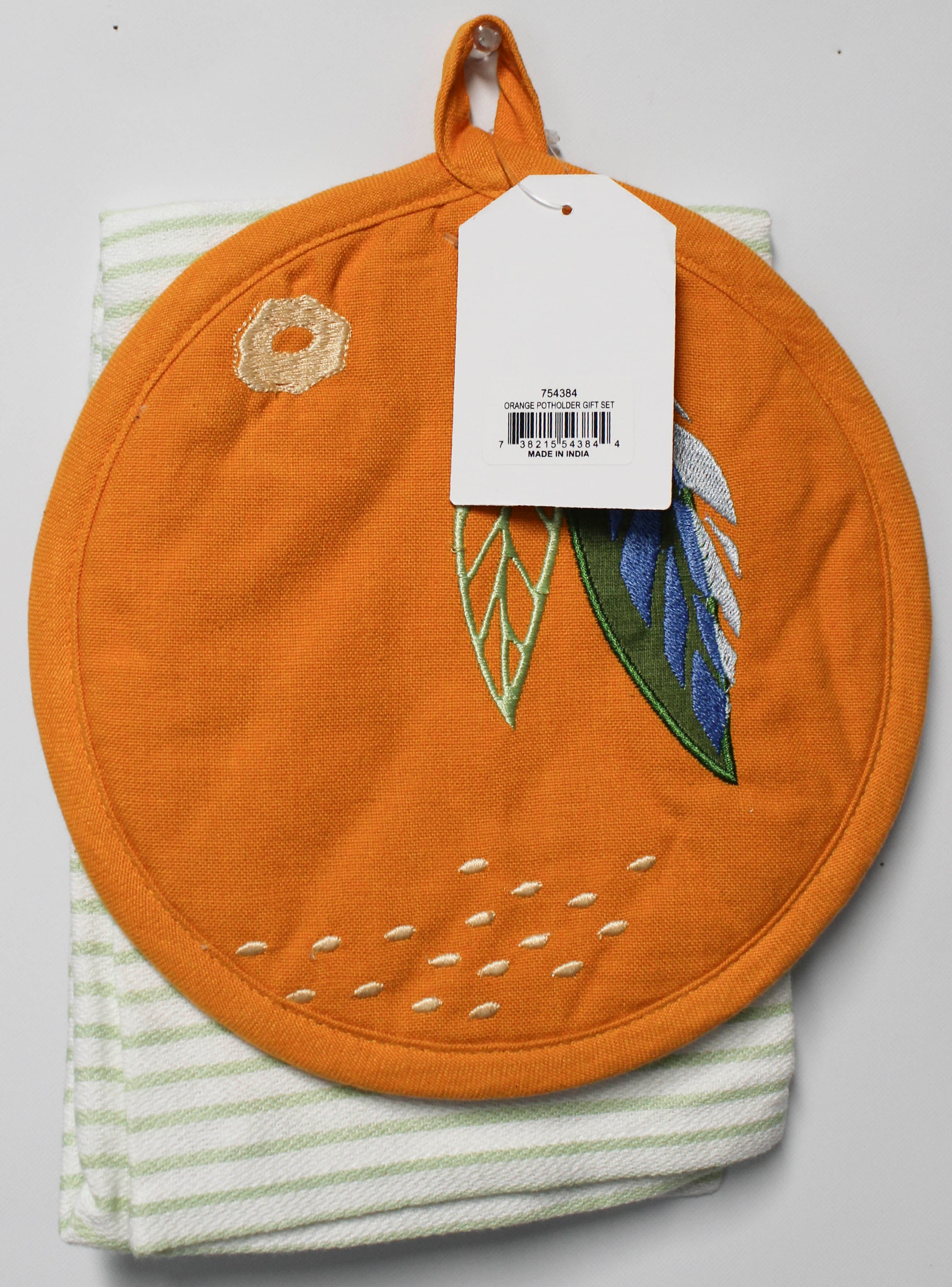 2PC GIFT SET - POTHOLDER AND DISHTOWEL - ORANGE