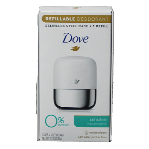 DOVE DS REFILLABLE DEODORANT 1.13OZ/CASE+1REFILL-SENSITIVE EXP 4/24