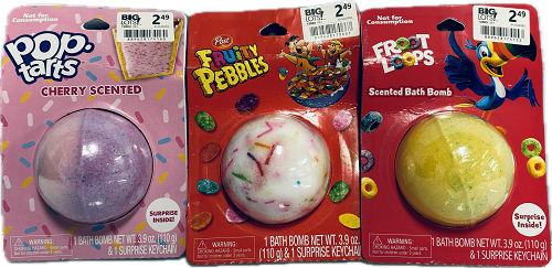 SCENTED BATH BOMB CEREAL 12CT 3.9oz ASSORTED DISPLAY (PP$2.49 BIG LOTS!)