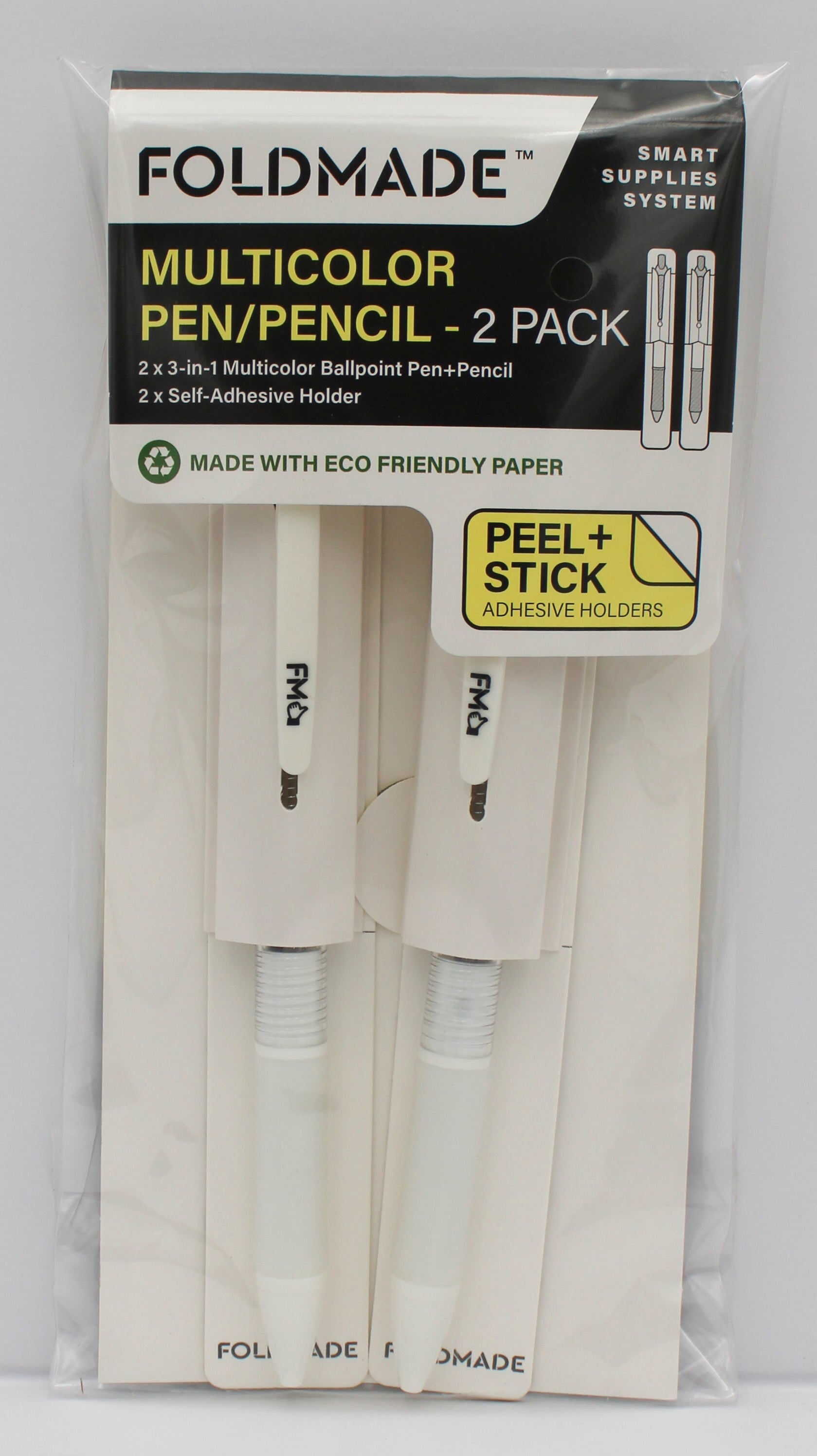MULTI COLOR PEN/PENCIL 2 PACK - WHITE