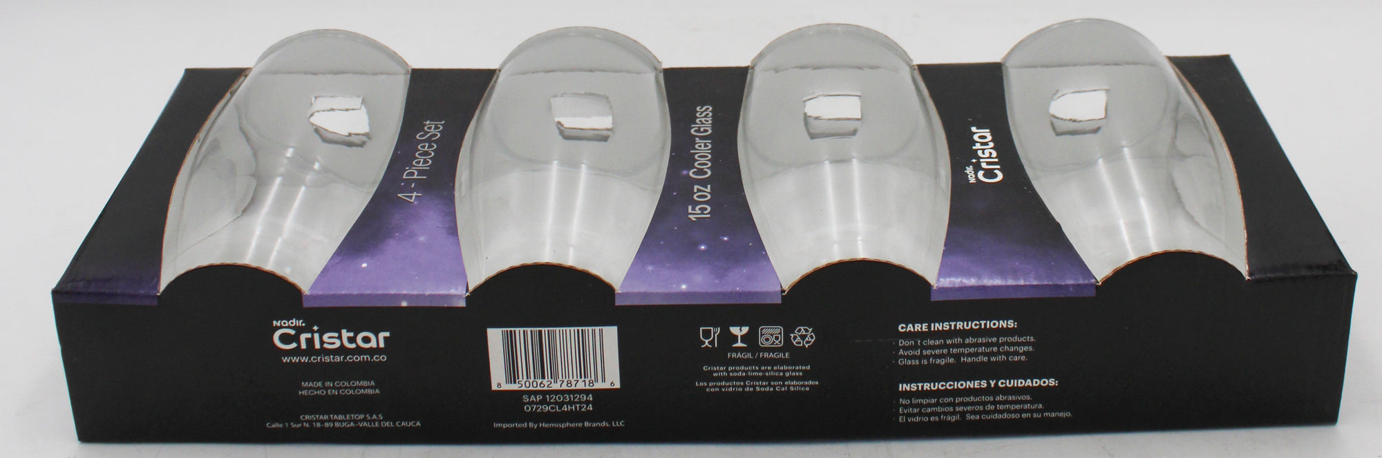 AIRE COOLER GLASS GLOSSY SLEEVE SET 4ct 15oz