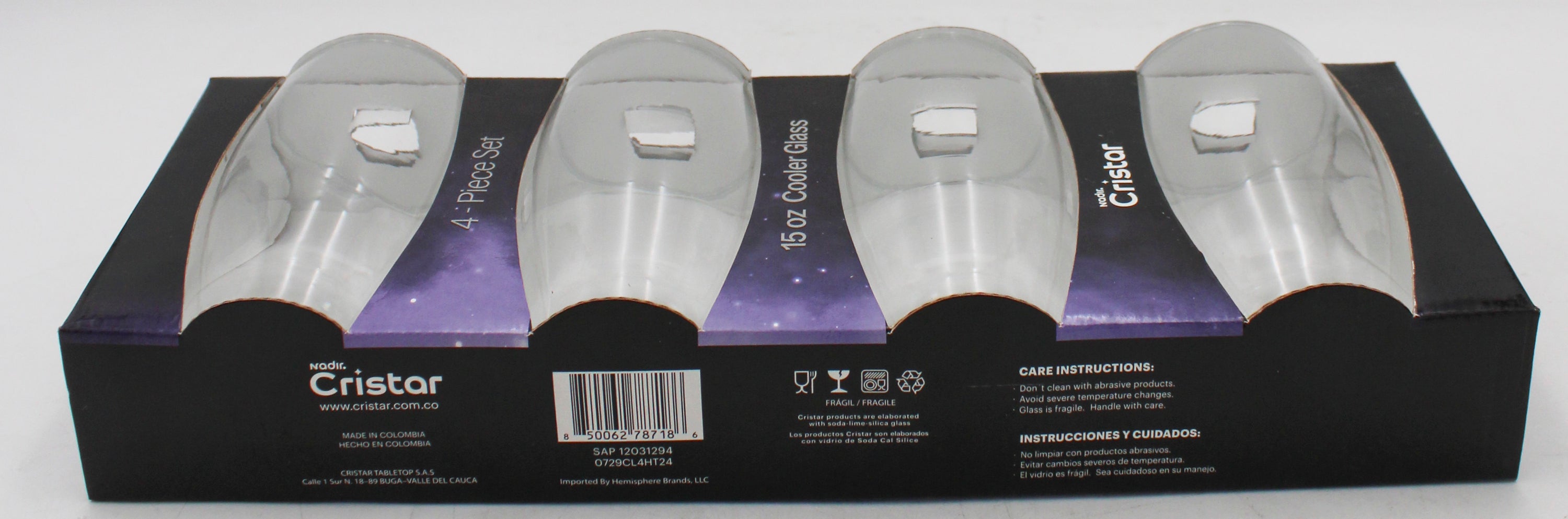 AIRE COOLER GLASS GLOSSY SLEEVE SET 4ct 15oz