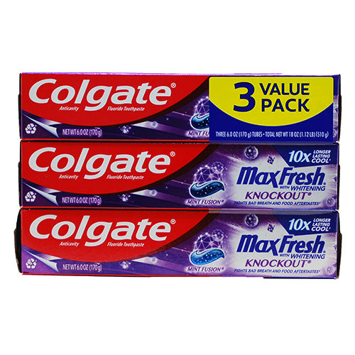 COLGATE MAX FRESH T/PASTE MINT FUSION 3PK EXP 11/23 NI