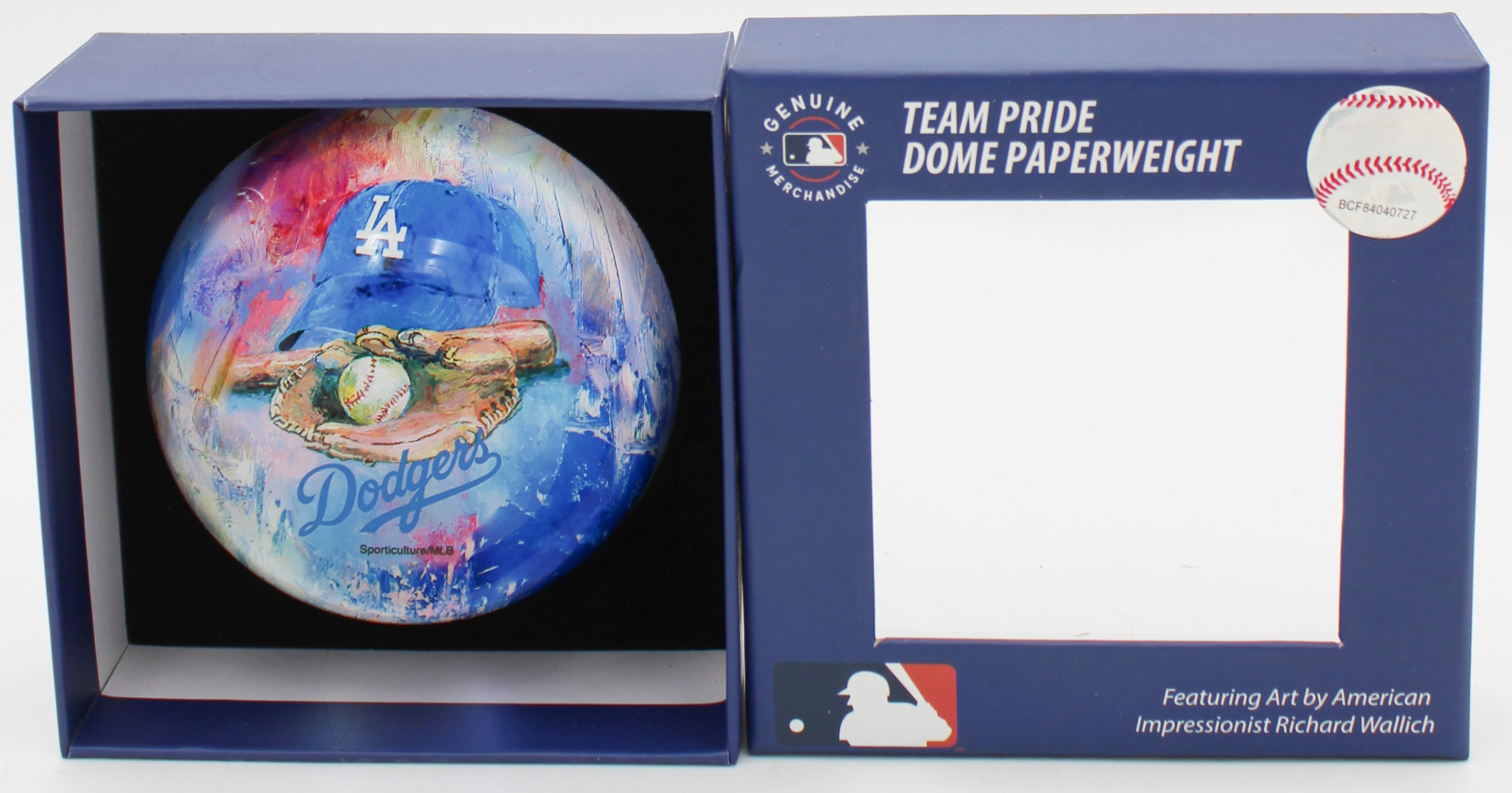 LOS ANGELES DODGERS GLASS DOME PAPERWEIGHT 4"