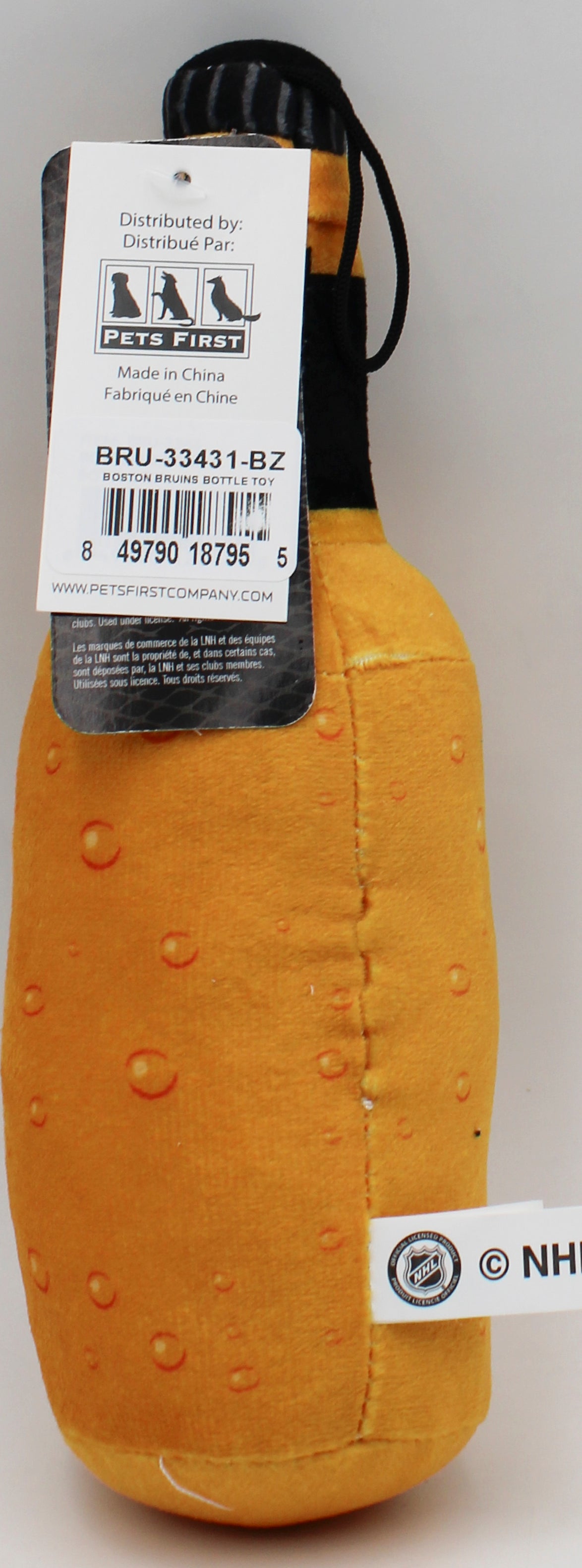 NHL  BOSTON BRUINS BOTTLE DOG TOY NI