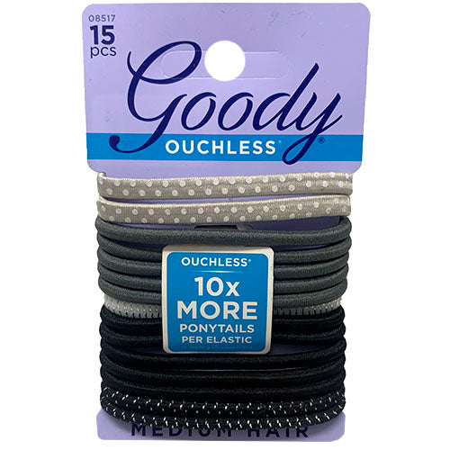 Goody Ouchless Hair Elastics 15-Pack Black