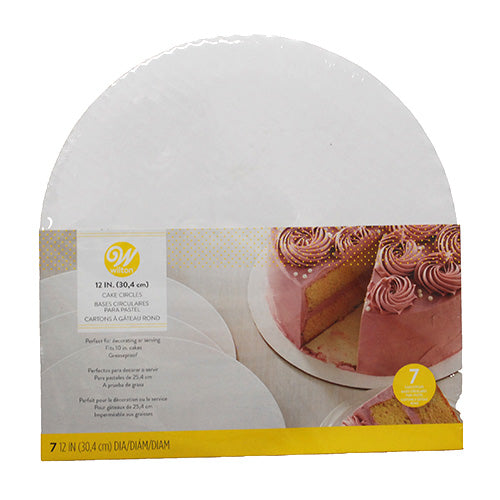 WILTON ROUND CAKE BOARD WHITE 12IN 7CT