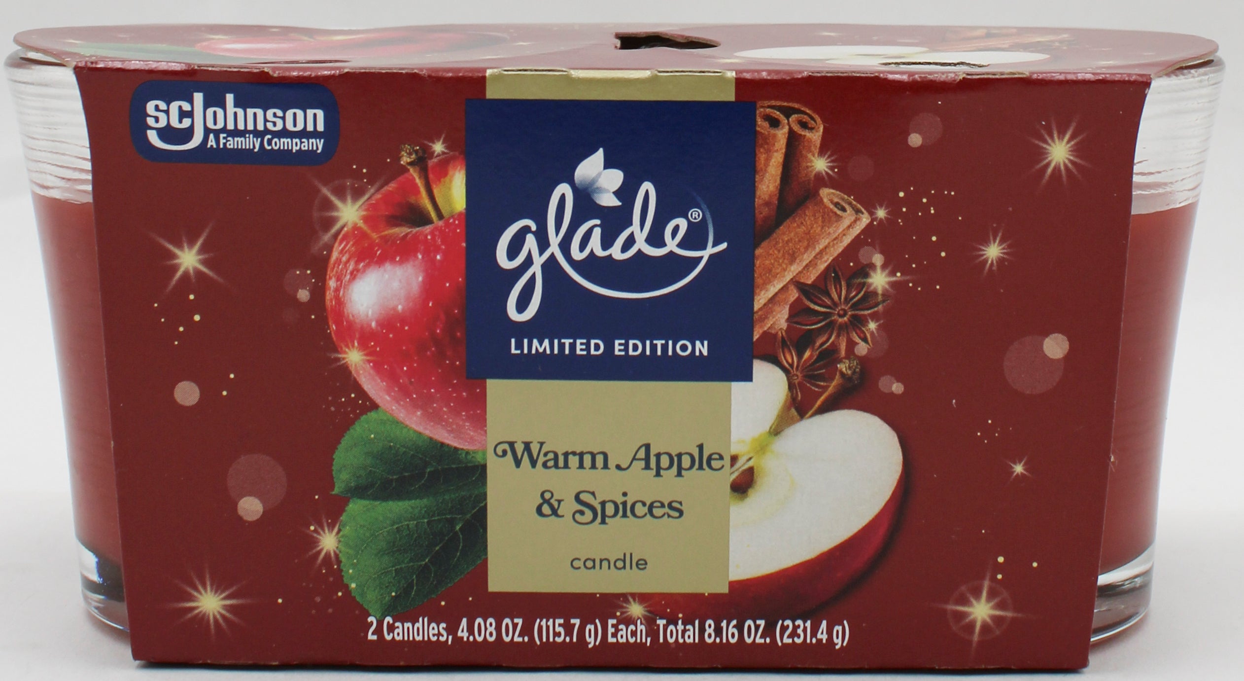 GLADE CANDLE WARM APPLE & SPICES 2ct 4.08oz US