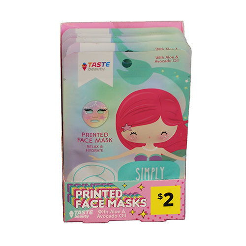 CENTRIC PRINTED FACE MASK- MERMAID DG PRINTED PP $2 6CT PDQ INNERS NI