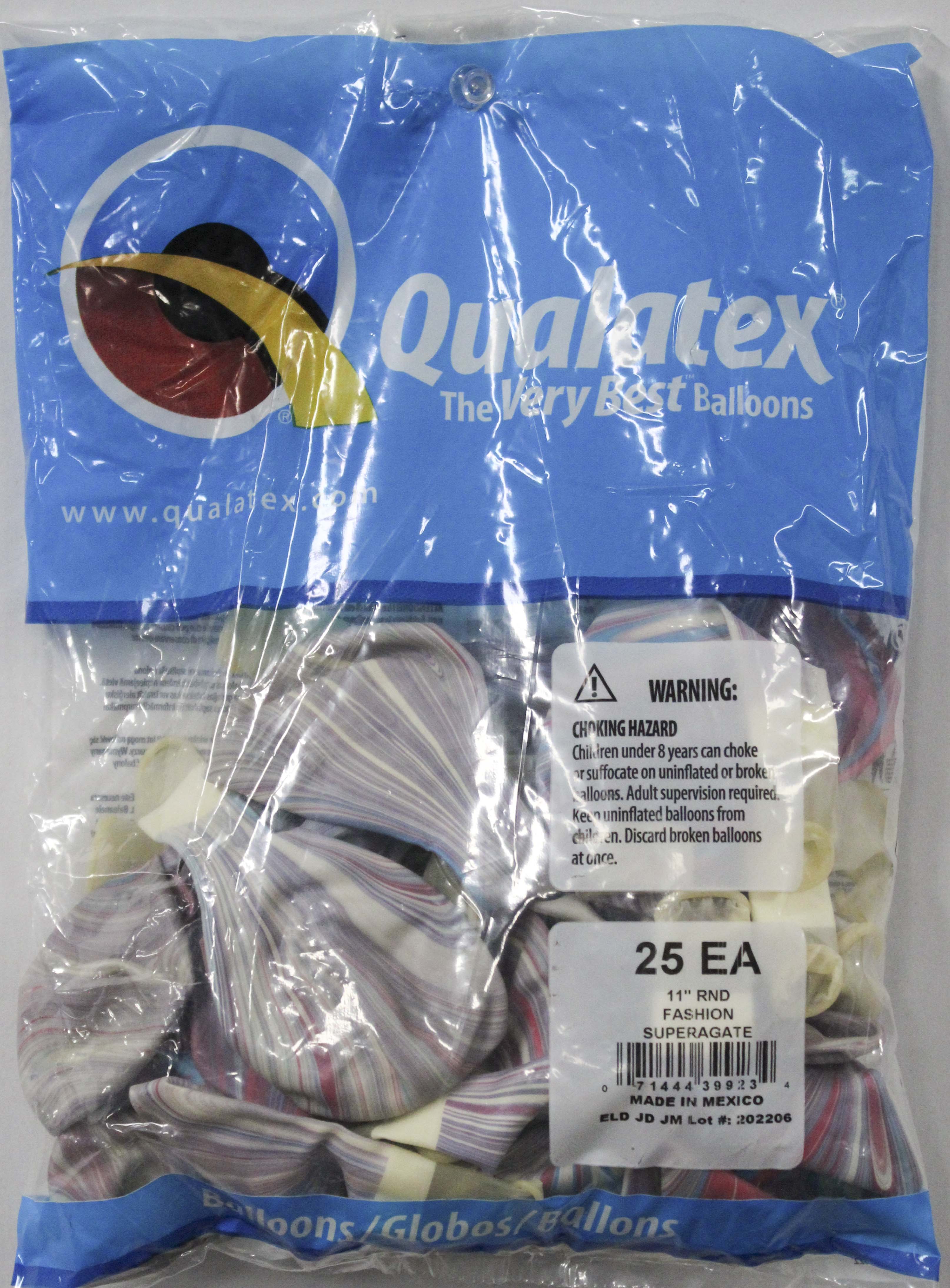QX 11" Round Latex Balloons Plain Fashion 25-Pack