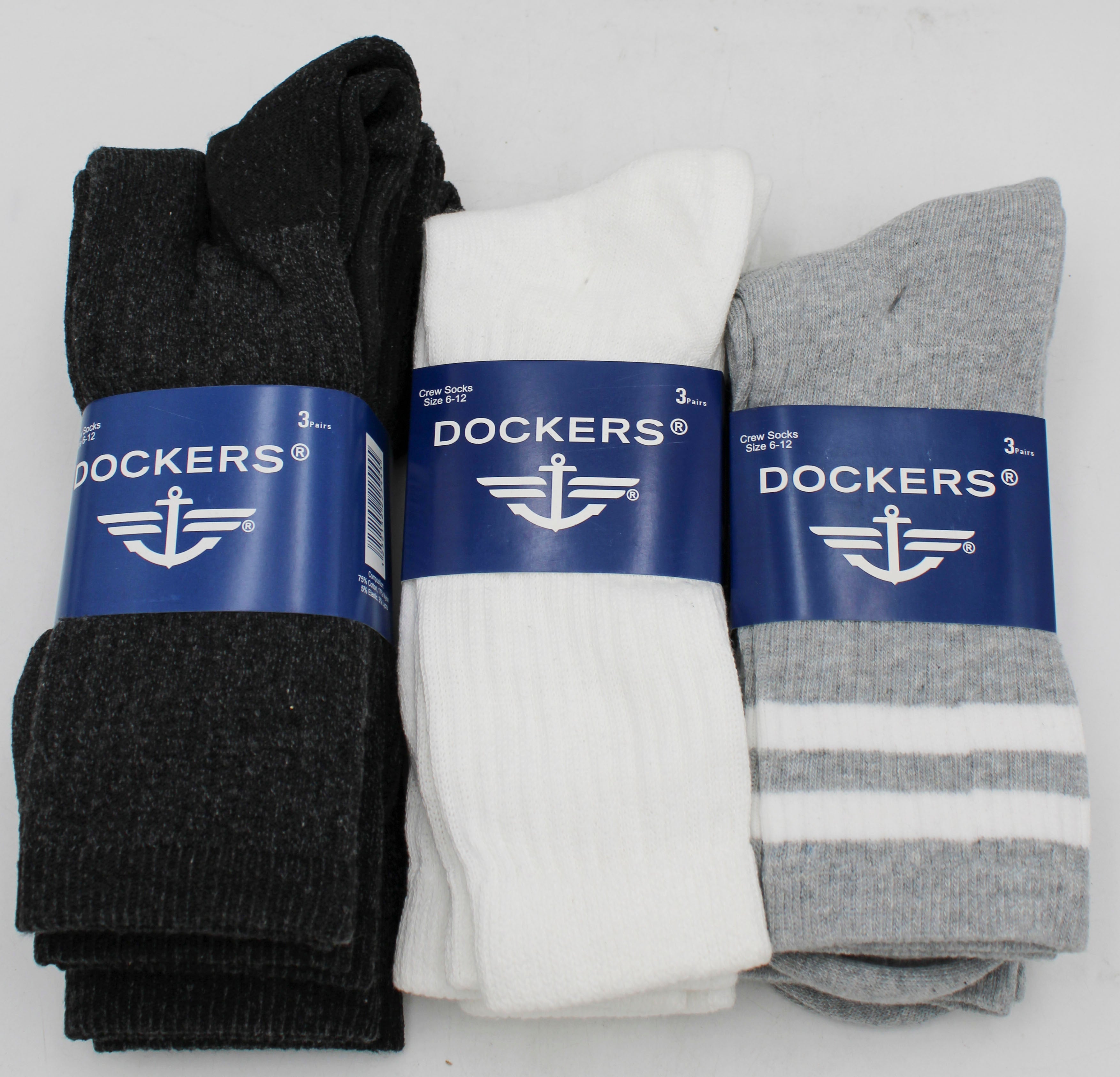 DOCKERS 3PK CREW SOCK - ASST COLORS NI