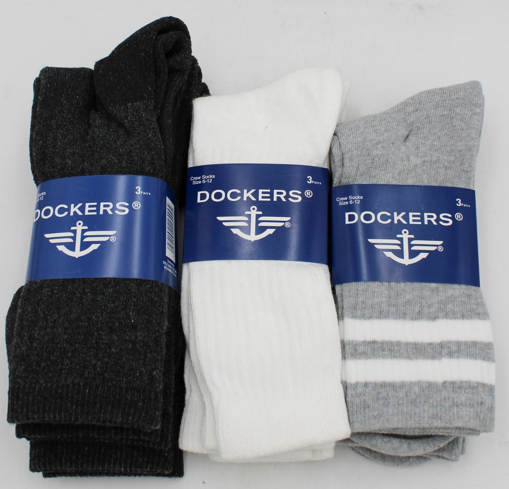 DOCKERS 3PK CREW SOCK - ASST COLORS NI