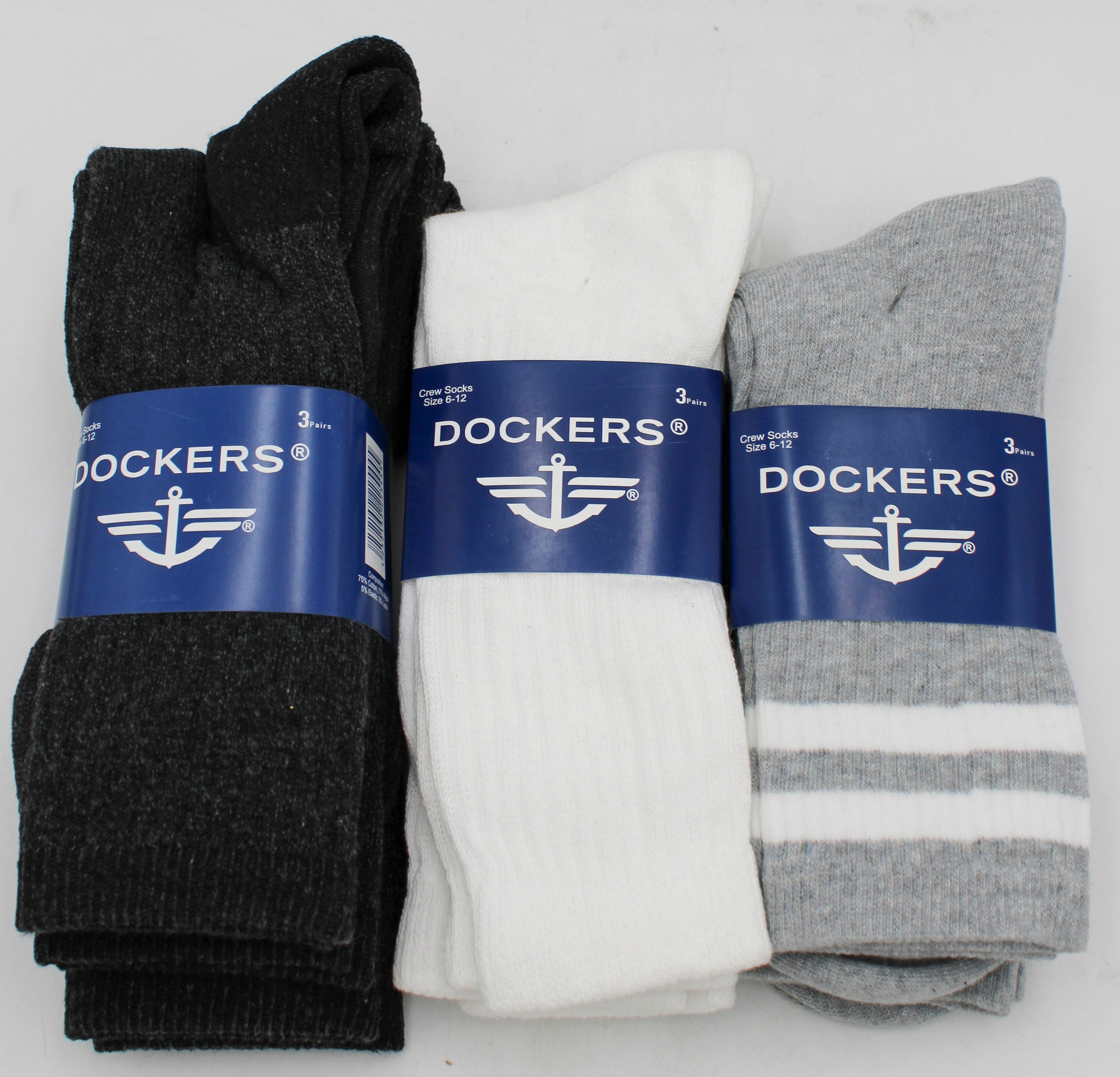 DOCKERS 3PK CREW SOCK - ASST COLORS NI