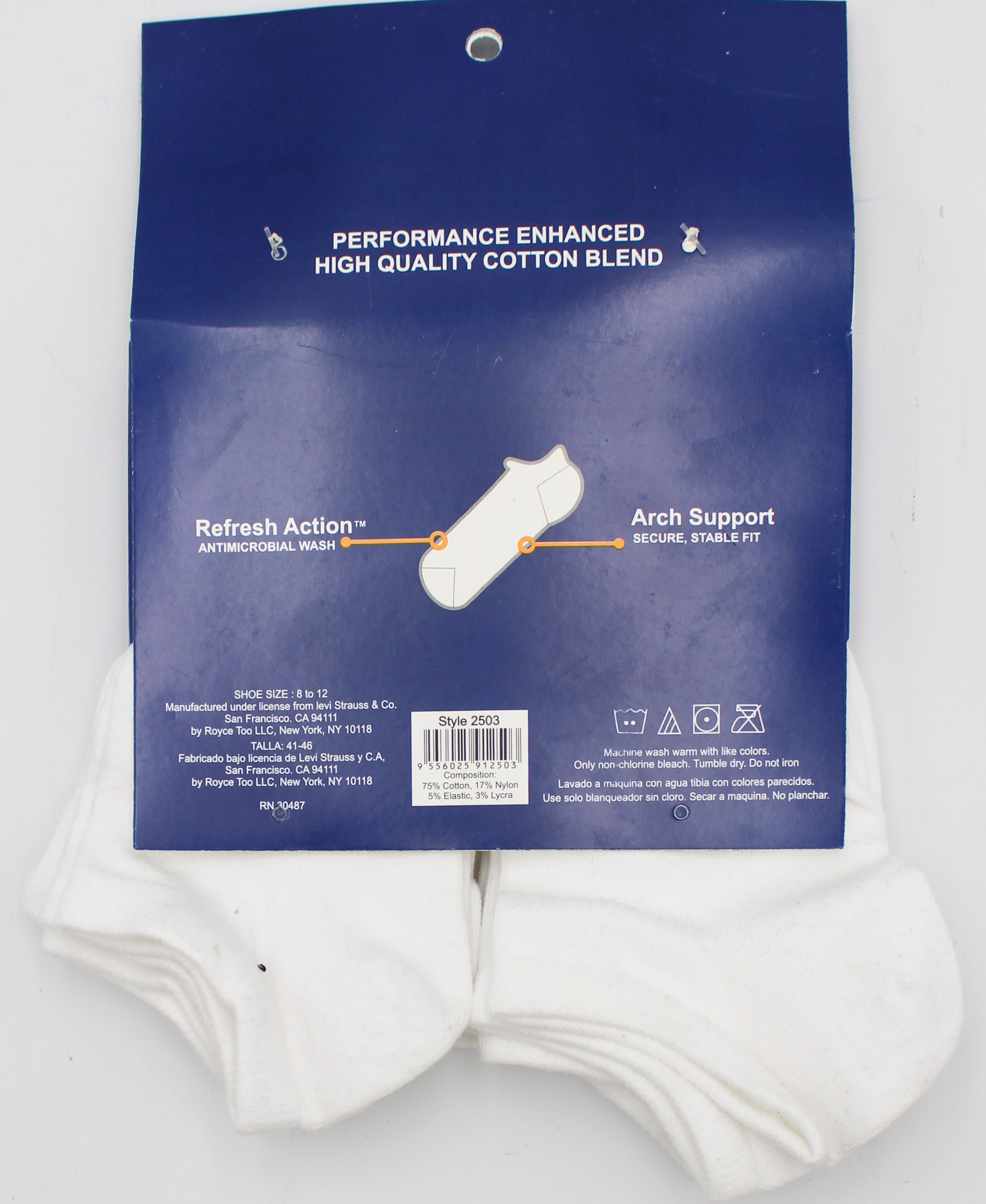 6PK DOCKERS MENS LOW CUT SOCKS - WHITE NI