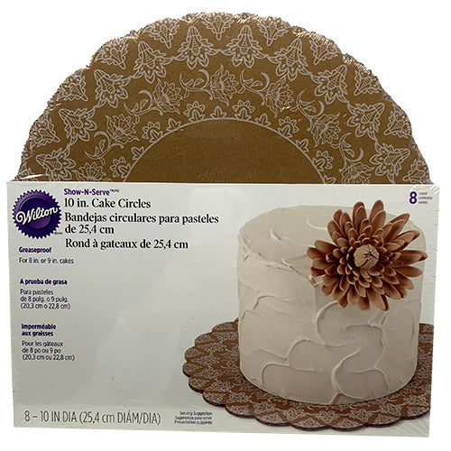 CRDBRD CAKE CIRCLE 10"/8CT-WHT FLWR.