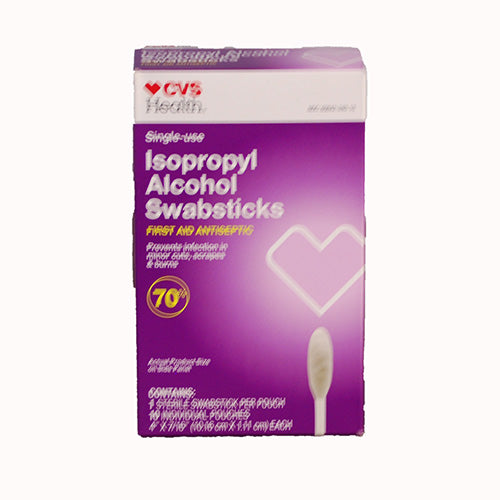 CVS HEALTH SINGLE-USE ISOPROPYL ALCOHOL SWABSTICKS 10CT NI