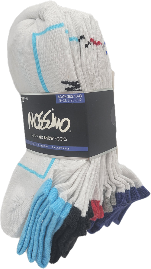 MOSSIMO 10 PAIRS MENS NO SHOW SOCKS SIZE 10-13 ASSORTED PP$26