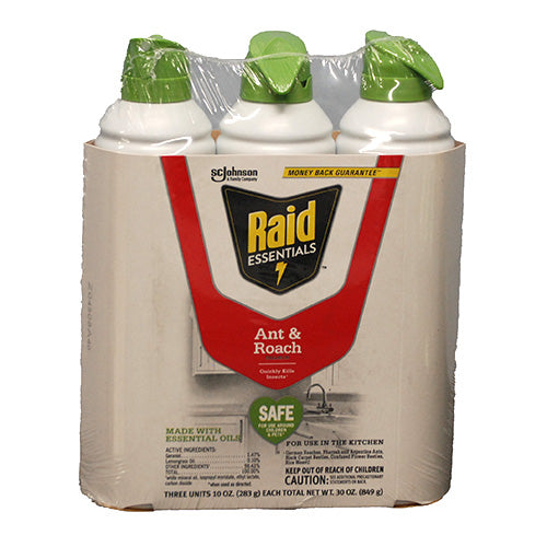 RAID ESSENTIALS AEROSOL 3PK-10OZ BOTTLES-108CT DISPLAY