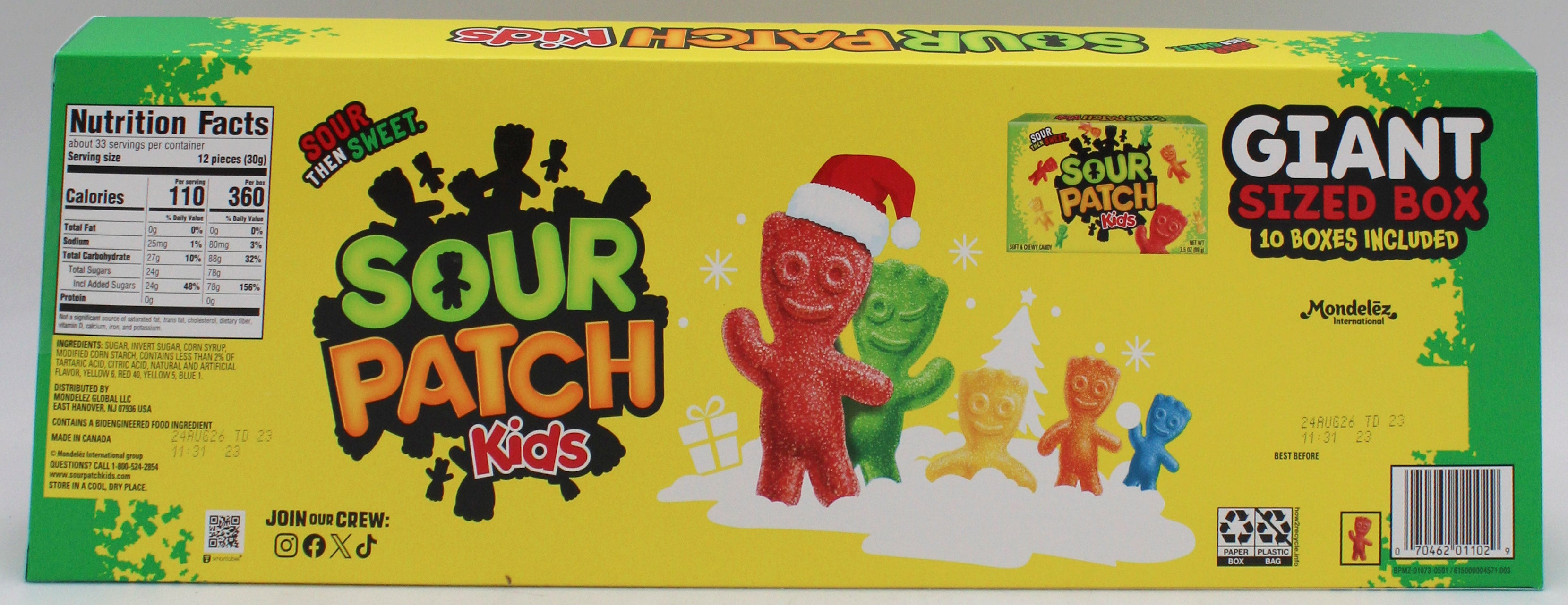 SOUR PATCH KIDS GIANT BOX CANDY 35 Oz BB 8/24/26