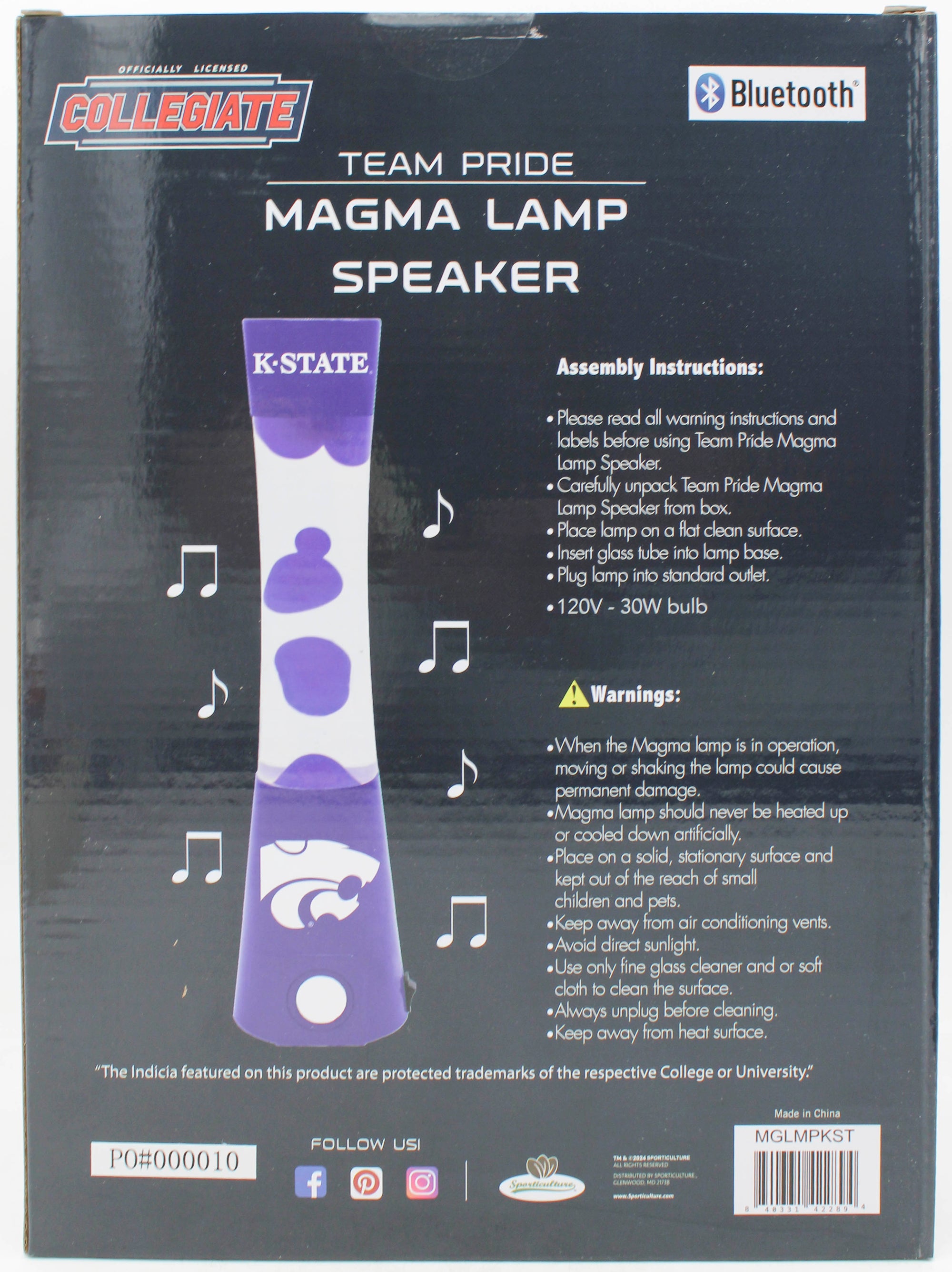NCAA KANSAS STATE WILDCATS LAVA LAMP SPEAKER 16.5"