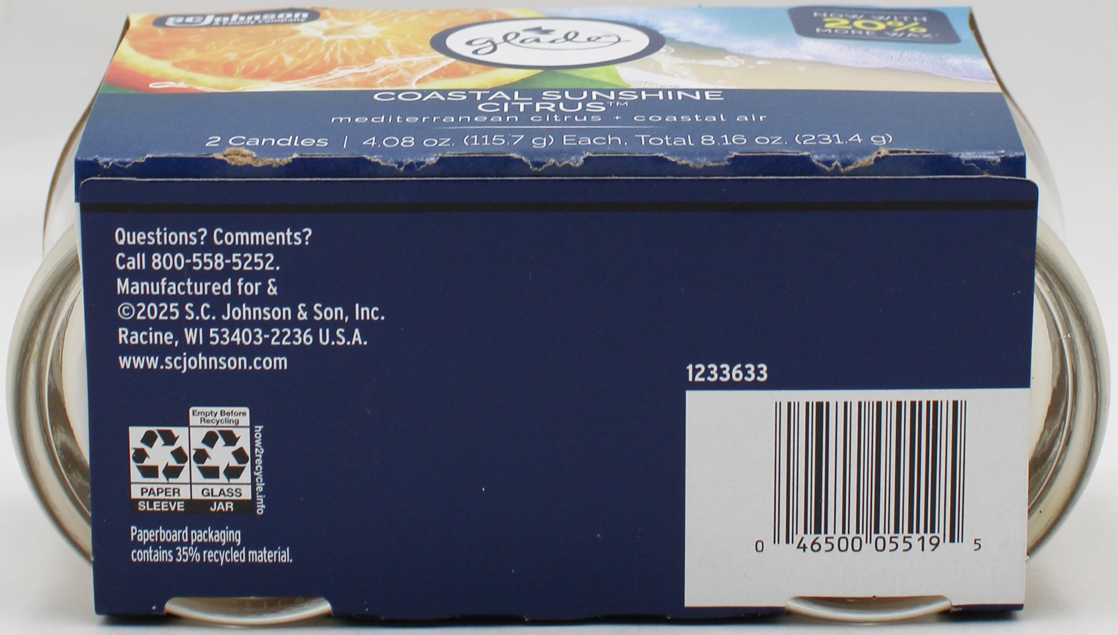 GLADE CANDLE COASTAL SUNSHINE CITRUS 2ct 4.08oz