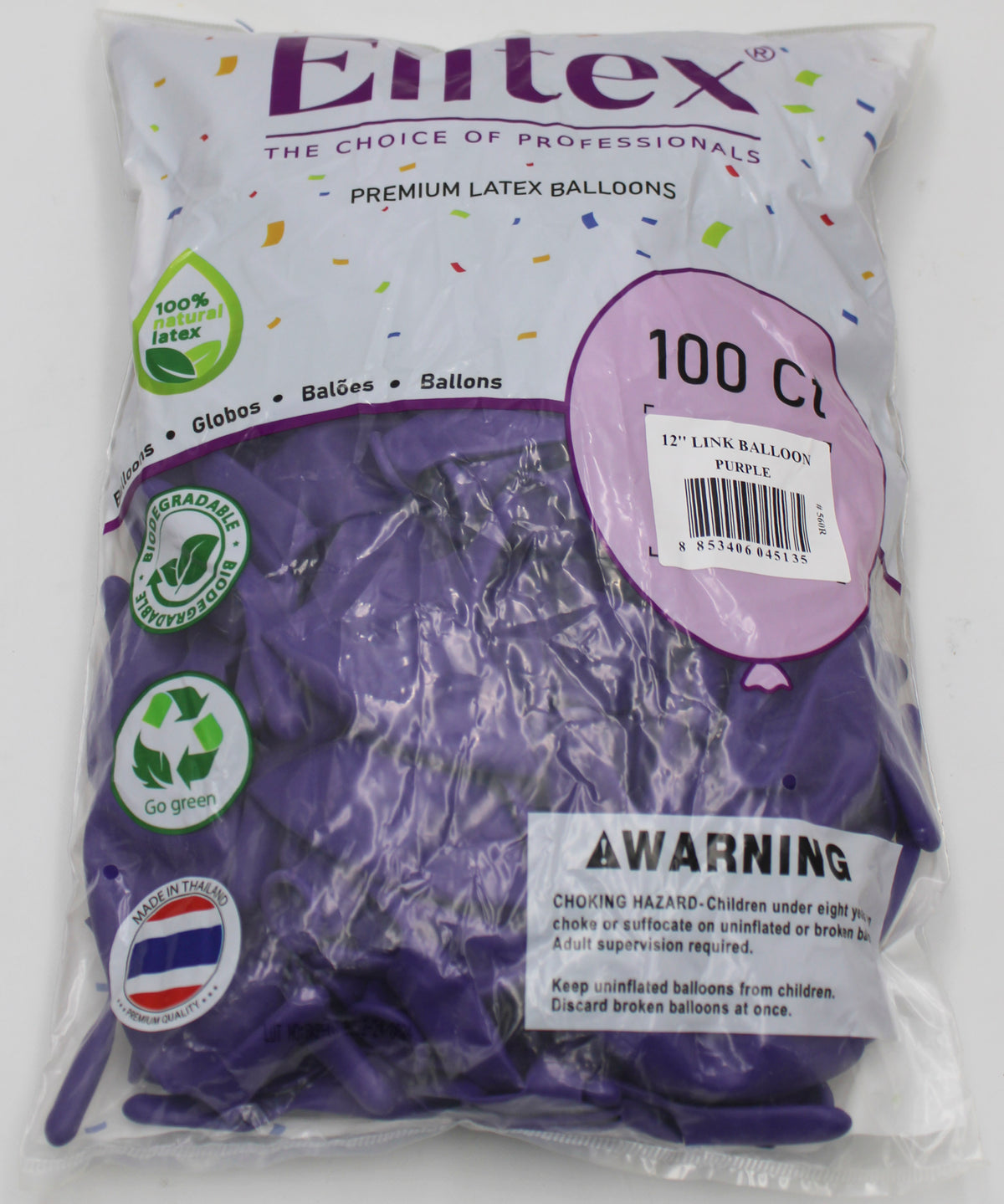 ELITEX 12" PURPLE LINK BALLOON, 100 PACK