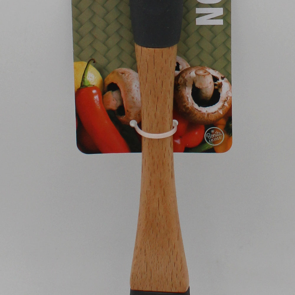 13in  Nylon Slotted Spoon w-Grip Grey