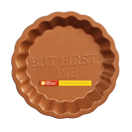 WILTON SCALLOP PIE PAN "BUT FIRST PIE" 9"X9"X1.25"