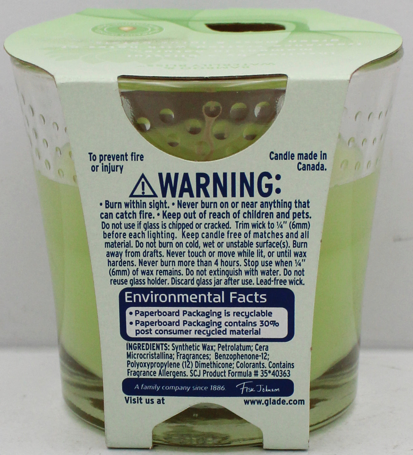 GLADE CANDLE 3.4oz BAMBOO & WATERLILY BLISS PP$4.99