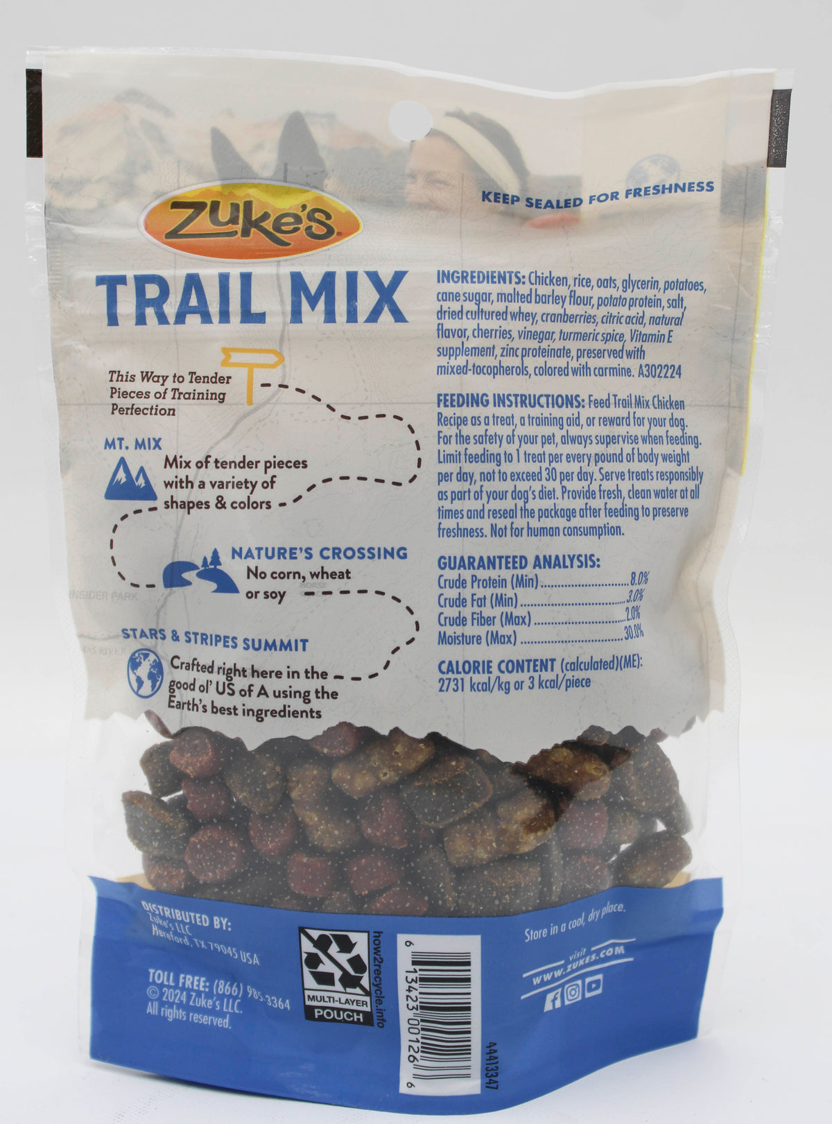 PURINA ZUKE'S TRAIL MIX SOFT DOG TREATS CHICKEN 6oz. BB 2/28/27