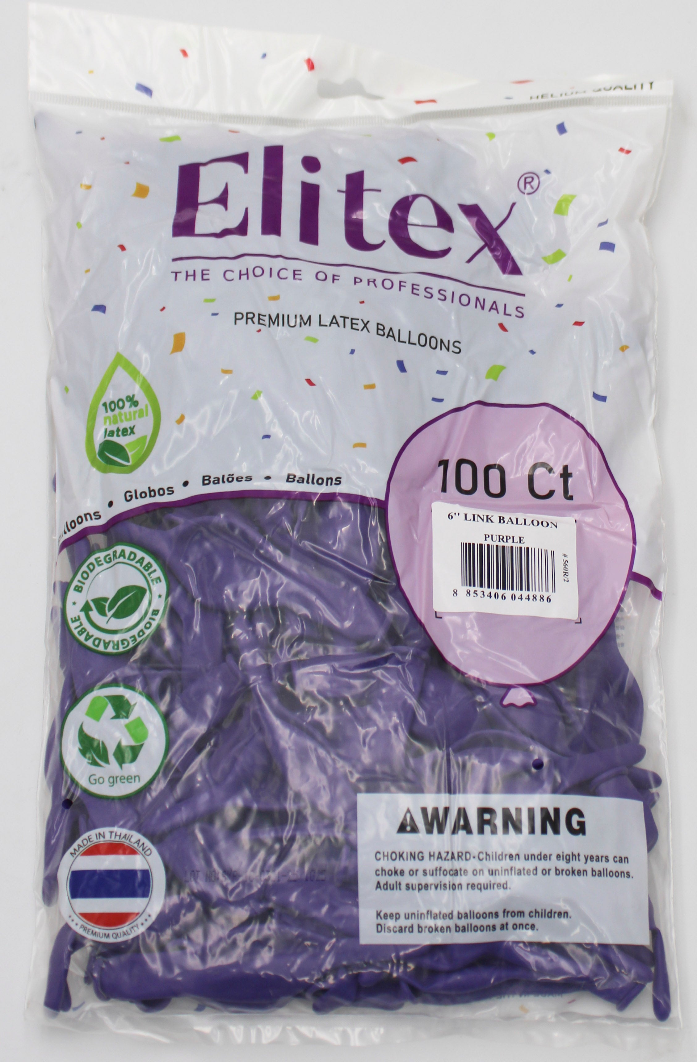 ELITEX 6" PURPLE LINK BALLOON, 100 PACK