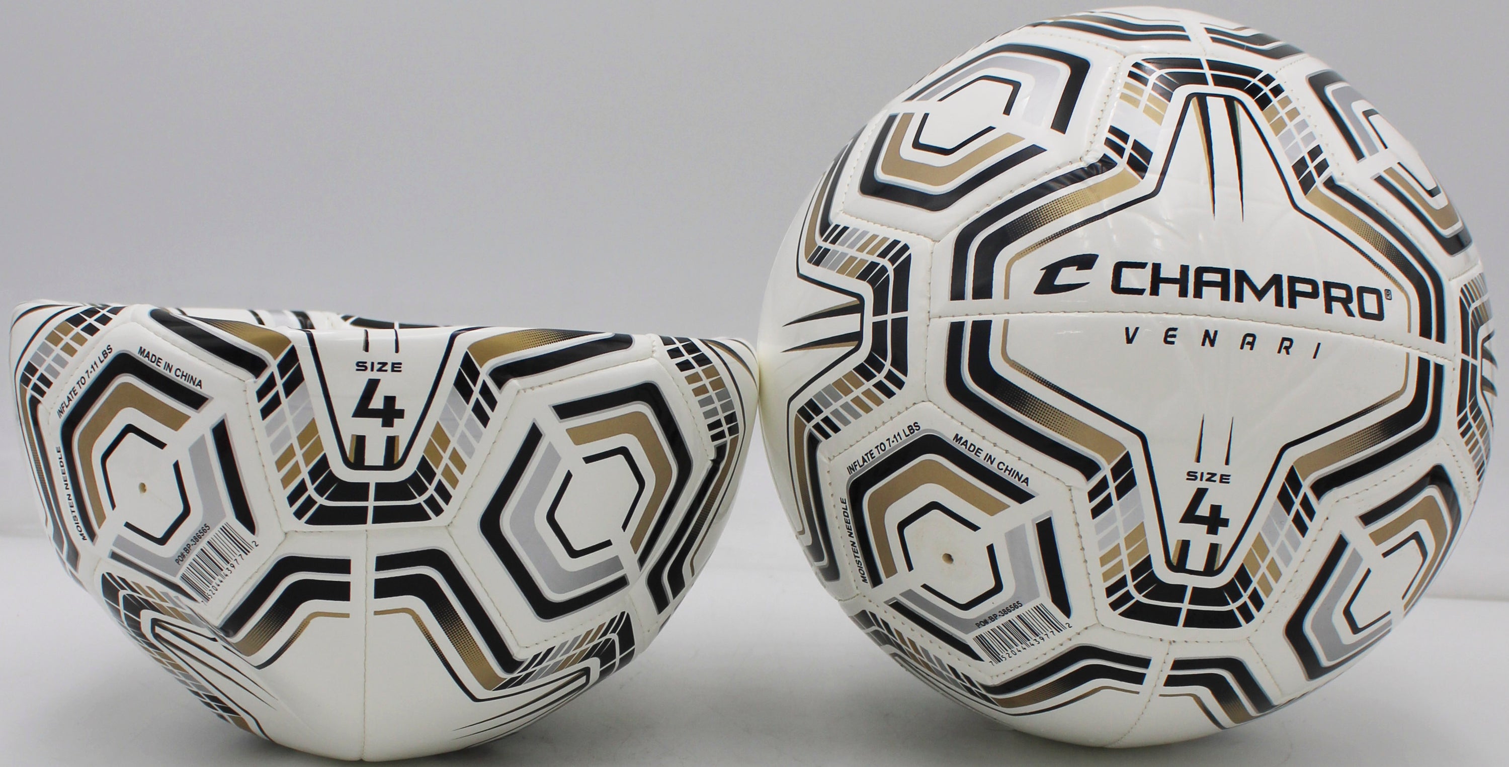 VENARI 20 Panel Soccer Ball #4 BLACK SILVER VEGAS GOLD