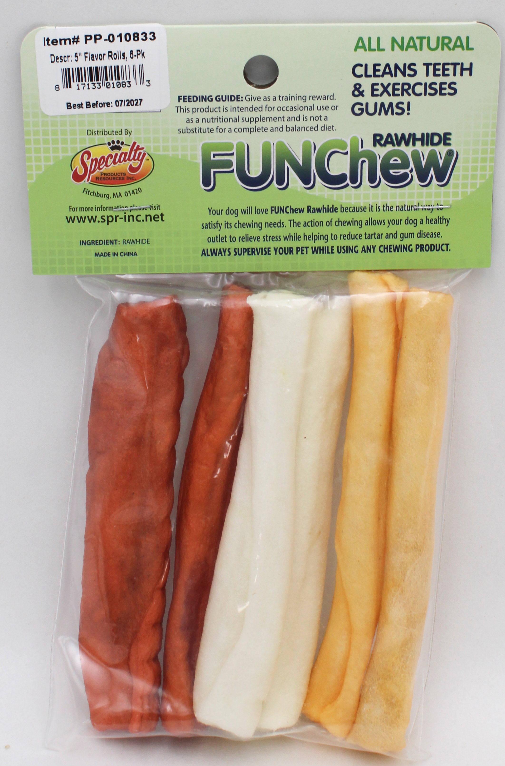 5" ASST RAWHIDE ROLLS 6PC BB JULY 2027