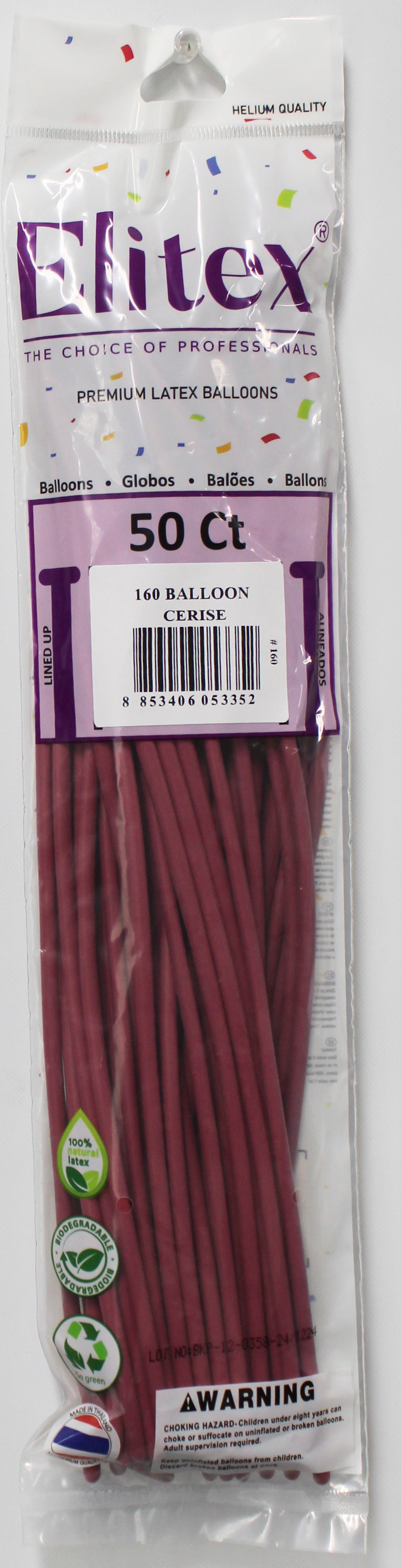 ELITEX 160" PASTEL CERISE MODELLING BALLOON, 50 PACK