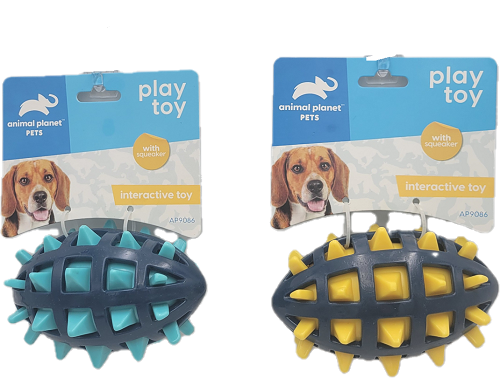 ANIMAL PLANET SPIKEY FOOTBALL DOG TOY W/ SQUEAKER ASSORTED