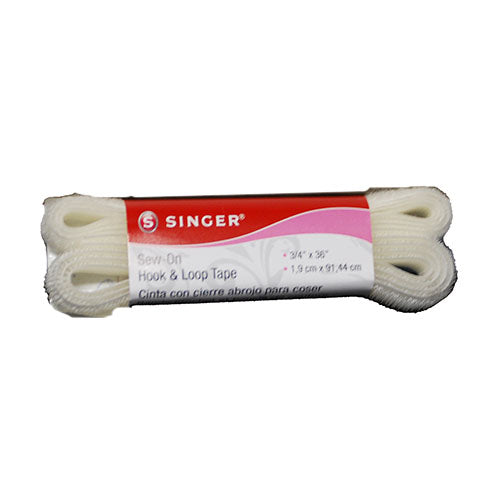 SINGER SEW ON HOOK AND LOOP VELCRO TAPE WHITE-3/4"X36"