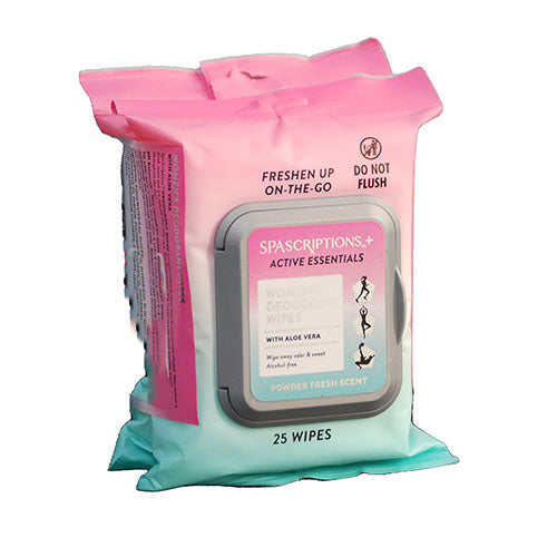 SP SPASCRIPTIONS WOMENS DEODORANT WIPES 2-25CT PACKS-POWDER FRESH