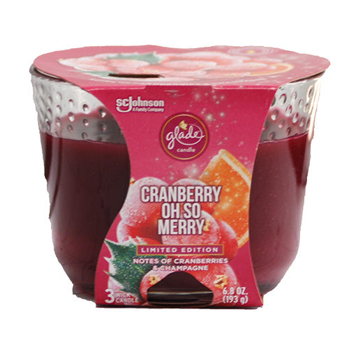 GLADE 3 WICK CANDLE 6.8OZ- CRANBERRY OH SO MERRY