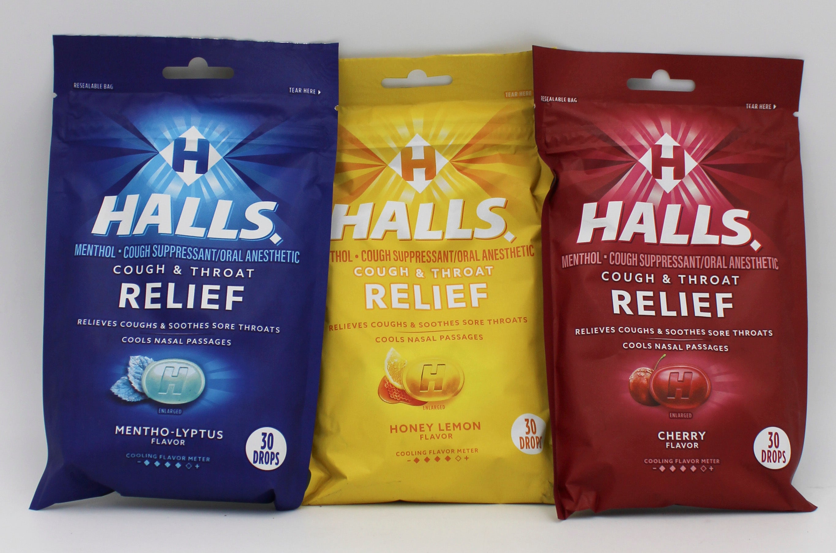 HALLS 30 PC MIX BAG FLOOR STAND  EXP 1/1/27