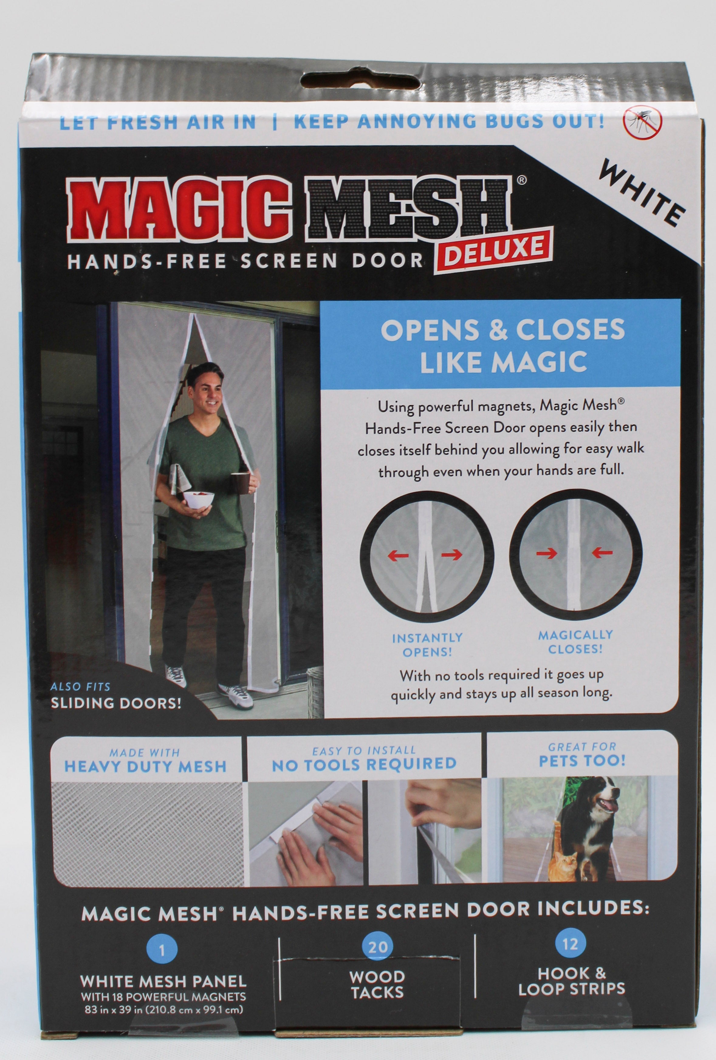 MAGIC MESH SCREEN DOOR DELUXE HANDS FREE SCREEN WHITE NI