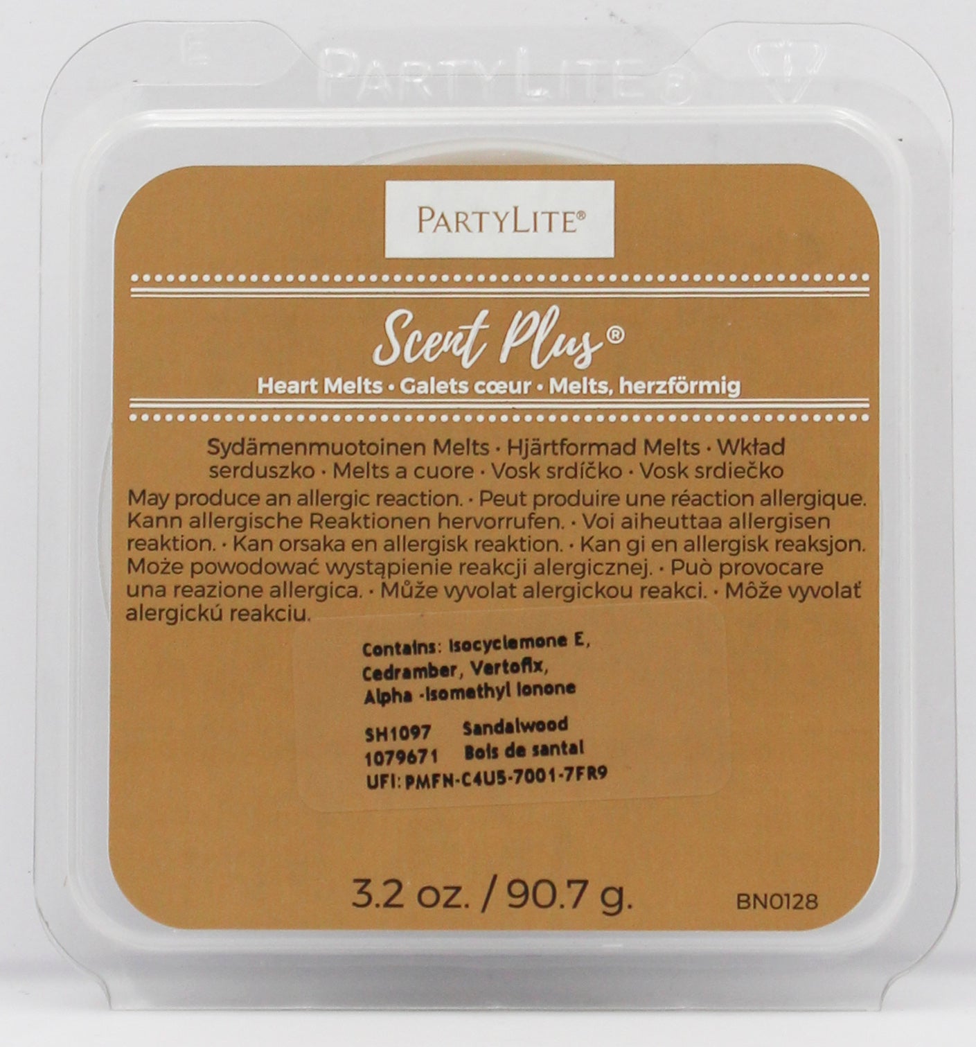 PARTYLITE SANDALWOOD SCENT PLUS HEART MELTS 3.2oz